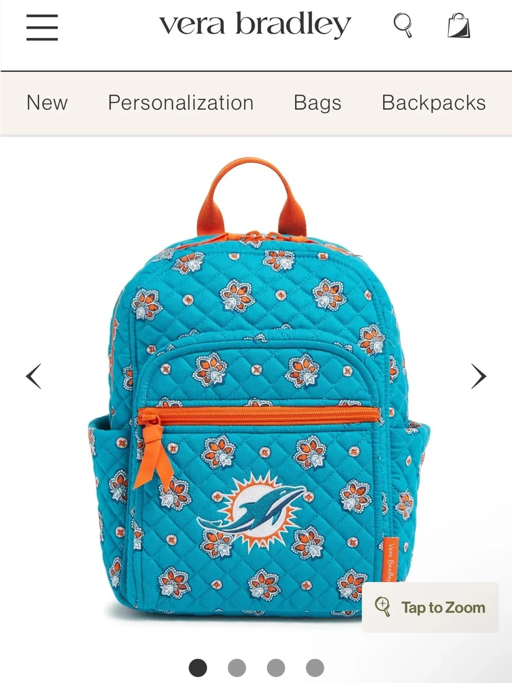 Vera Bradley NFL Dolphins Mini Backpack BRAND NEW W TAGS